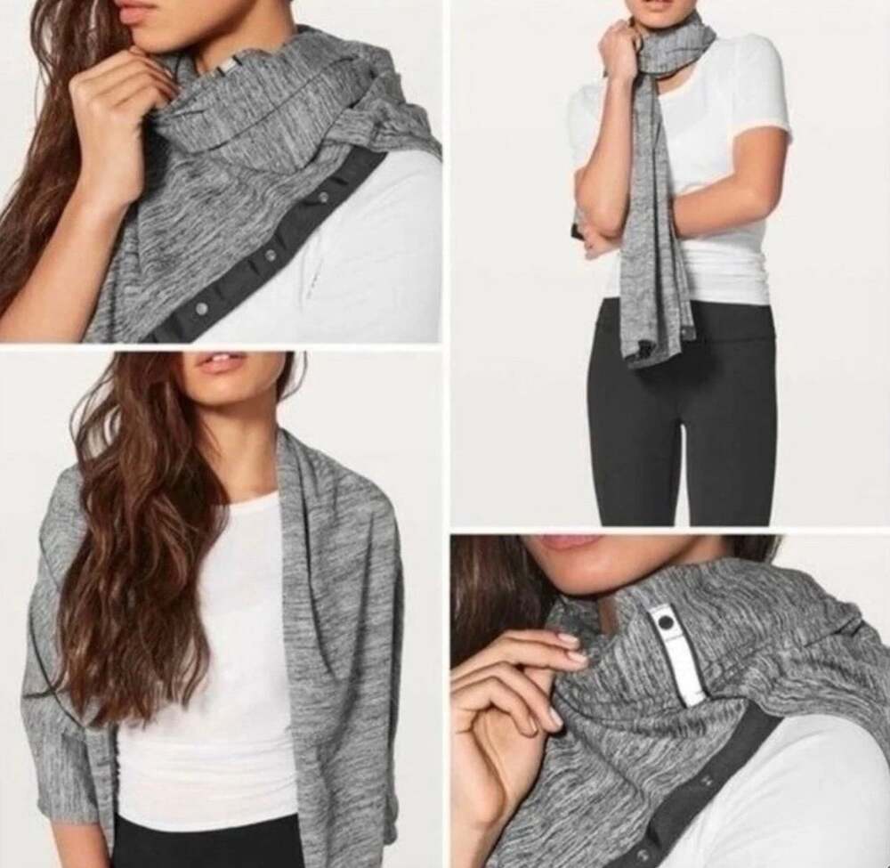 Lululemon Vinyasa Snap Infinity Scarf Wrap One Size Gray And Black Snap
